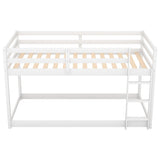 ZNTS Twin over Twin Floor Bunk Bed with Ladder , White 84319006