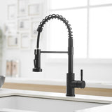 Kitchen Faucet with Pull Down Sprayer Black Stainless Steel Single Handle Pull Out Spring Sink W1932P224868