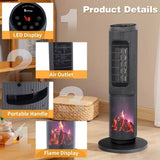 25" Tower Space Heater with 3D Flame, 1500W Portable Electric Heater with Thermostat, 60&deg 85626018