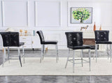 A set of 2 black vintage crocodile bar chairs, featuring crystal clasp design and synthetic W3875P383114