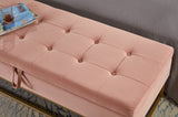 58.6" Bed Bench Metal Base with Storage Pink Velvet W1097119562