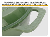 Cast iron 7.5QT cooking pot - Gradient green color - Includes two silicone gloves - Enamel pot 13858478