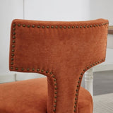Mid Century Modern Dining Chairs Set of 2, Farmhouse Linen Fabric Upholstered Accent Chair Curved W1143P186368