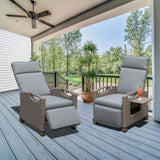 Outdoor Recliner Chair, Patio Recliner with Hand-Woven Wicker, Flip Table Push Back, Adjustable W1859P196424