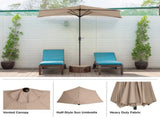 9FT Outdoor Half Patio Umbrella - Balcony Furniture, Beige 19076523