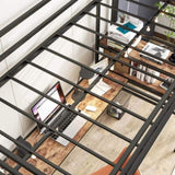 Twin Size Loft Bed with L Shaped Desk and Shelves, Charging Station, Led Lights, Safety Guard & W840P210910