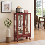 2 Doors Curio Cabinet with Tempered Glass Doors, Curio Cabinets with Mirrored Back Panel and W2275P177196