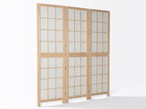 3.94ft 3-Panel Folding Screen Painted Natural Wood Finish, Split-Section 36347050