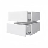 White Color High Glossy 2 Drawers Bedside Table with RGB Led Light Nightstand with Bluetooth Control W2139142767