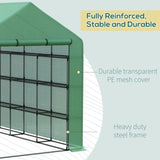 Walk-in Greenhouse for Outdoors with Roll-up Zipper Door, 18 Shelves, PE Cover, Small & Portable W2225142615