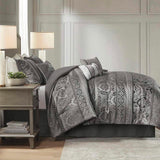 7 Piece Jacquard Comforter Set Grey King B03597023