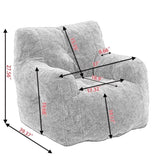 010-Soft Teddy Fabric Tufted Foam Bean Bag Chair With Teddy Fabric Dark Gray W52753862