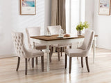 Furniture,Upholstered Wing-Back Dining Chair with Backstitching Nailhead Trim and Solid Wood 84887782