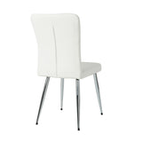 Modern white PU dining chair, cloth upholstered chair, electroplated metal chair legs, suitable for W210P224292