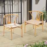 4PCS Weave Dining Chair, Mid-Century Modern Metal Rattan Chair for Kitchen Dining Living Room, Wood 93444531