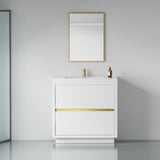 36" Freestanding Bathroom Vanity with Sink, Bathroom Storage Vanity Cabinet with Stone Resin W1573P211196