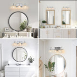 Brushed Nickel Finish Vintage Crystal Vanity Light - Elegant 3-Light Bathroom Mirror Fixture with W1340P206723