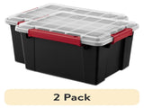(2 pack) 8.5 Gallon WaterProof Plastic Storage Bin with Lid, Gasket Seal and Durable Latches, Black 00475432