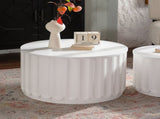 White Round Storage Table Set with Lift-Off Lid, Nesting Design, Elegant Curved-Edge Shape for Cozy W3081P389057
