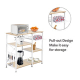 ZNTS 3-Tier Kitchen Baker's Rack Utility Microwave Oven Stand Storage Cart Workstation Shelf White Oak 16779105