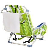 ZNTS 63*65*82cm Short Oxford Cloth Silver White Aluminum Tube Bearing 100kg Beach Chair Green Stripes 42959268