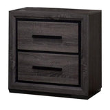 ZNTS Gray 1pc Nightstand Bedroom Furniture Bedside Table 2-Drawers Two-tone Design w/ Black Trim Paper B011P222864