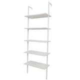 ZNTS 5-Shelf Wood Ladder Bookcase with Metal Frame, Industrial 5-Tier Modern Ladder Shelf Wood 70392764