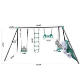 ZNTS XNS076 blackish green interesting four function swingset with face to face metal plastic safe swing W1711110906