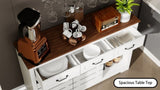 53" Farmhouse Sideboard Buffet Storage Cabinet with 3 Drawers, 2 Sliding Barn Doors, 2 Adjustable W1120P217802