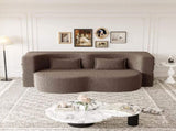 Modern Floor Sofa with 2 Pillows,Convertible Teddy Fabric Foam-Filled Sleeper Sofa Bed,15" Full Size 24303172