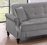 Contemporary Living Room Adjustable Gray Burnt-Out Fabric Couch Plush Storage Couch 1pc Futon B011P163901