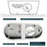 59" Acrylic Freestanding Bathtub, White Modern Stand Alone Soaking Bathtub, Brushed Nickel Drain and W2568P195759