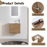 Bathroom Vanity with Sink 22 Inch for Small Bathroom,Floating Bathroom Vanity with Soft Close W99968770