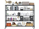 Adjustable layer spacing, wheeled display stand, iron, 117*45*185cm, powder-coated black 53017573