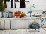 36 inch Bird Baths for Outdoors, Vintage Metal Garden Bird Bath with Solar Lamp and Flower Planter 43168997