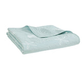 4 Piece Cotton Reversible Embroidered Quilt Set with Throw Pillow Aqua Full/Queen B03595790