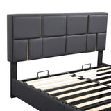 ZNTS Queen Size Upholstered Platform Bed with Hydraulic Storage System,No Box Spring Needed,Black WF310943AAB