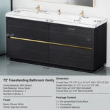 72" Freestanding Bathroom Vanity with Sink, Bathroom Storage Vanity Cabinet with Stone Resin W1573P264348