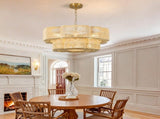 59.6" 2-Tier Gold Paper Rope Chandelier, 6xE26 Max 60W Pendant Light with Adjustable Hanging Chain W6558P574499
