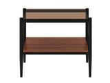 Set of 2 Rectangle End Table, Tempered Glass Tabletop with MDF layer, Modern Table for Living Room , W241P184253