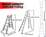 ZNTS Huachuang 5-step 21''Aluminum Multi-Purpose Professional Ladder - Blue with Wheels W1881111500