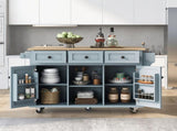 Kitchen Cart with Rubber wood Drop-Leaf Countertop ,Cabinet door internal storage racks,Kitchen 24138755