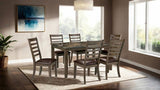 Simple Classic Brown 7pc Set Faux Marble Top Table 6xSide Chairs Leatherette Seats B2741P348913
