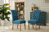 Habit Solid Wood Tufted Parsons Dining Chair, Set of 2, Blue T2574P164541