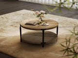 Modern minimalist round coffee table, 29.61-inch MDF material double-layer coffee table, open W1727P251175