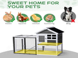 Wooden Rabbit Hutch Outdoor Chicken Coop Indoor Bunny Cage with Run, Guinea Pig House Pet House with 74880147