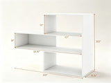 White Geometric Convex Bookshelf, 3-Tier Open Freestanding Display Shelf, Engineered Wood Storage 89319042