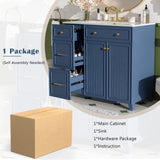 36" Bathroom Vanity with Ceramic Sink, Standard and Double-Layer Drawers, Soft Close Doors, N729P289163C