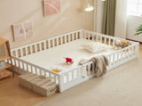 Fence Bed With Door With Board White Painted Pine Queen Children's Bed 95870434