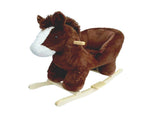 Kids Ride-On Rocking Horse Toy with Lullaby Song,Horse Rocking Toy with Hand Puppets and Safety Belt 00422976